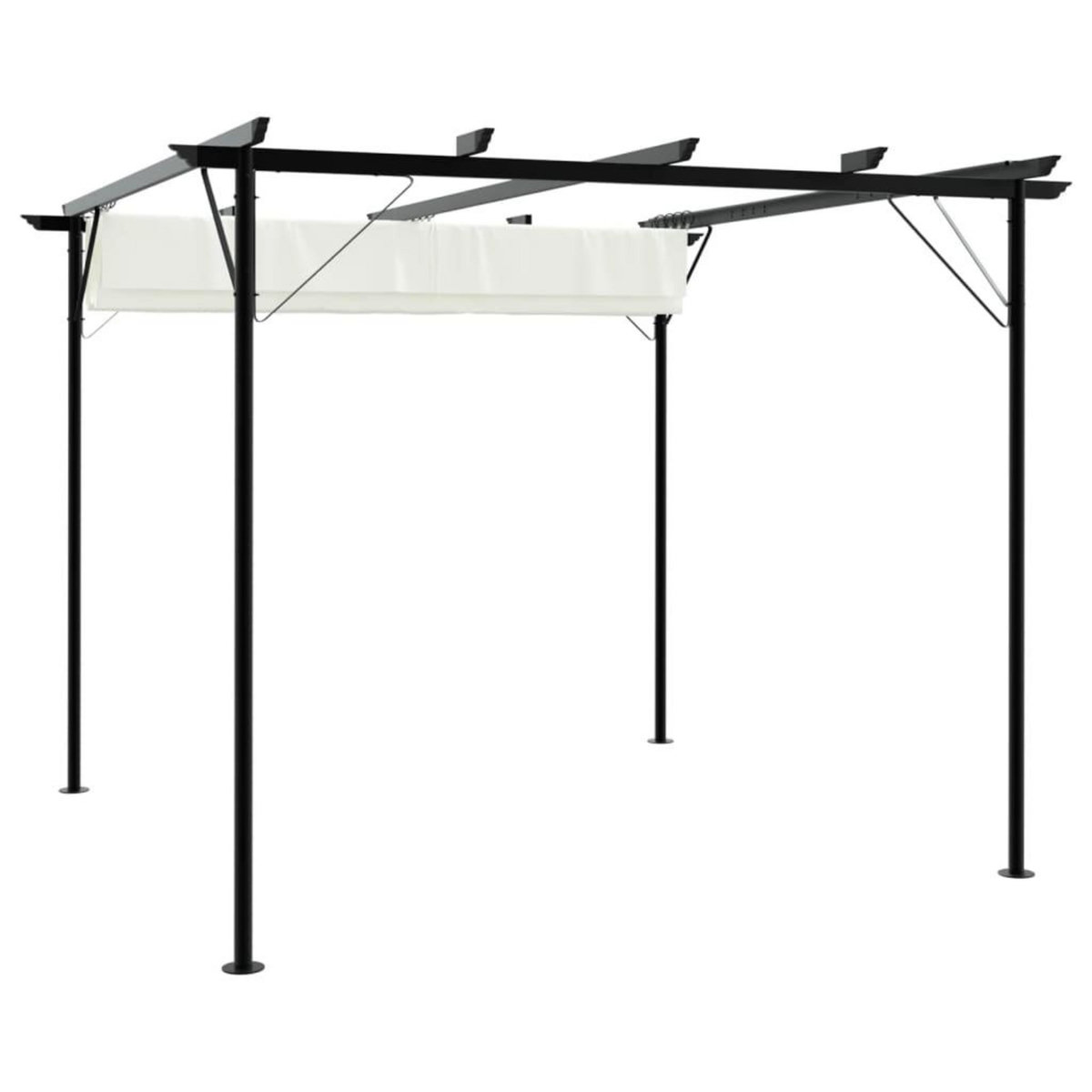 VIDAXL Pergola avec toit retractable Blanc creme 3 x 3 m Acier