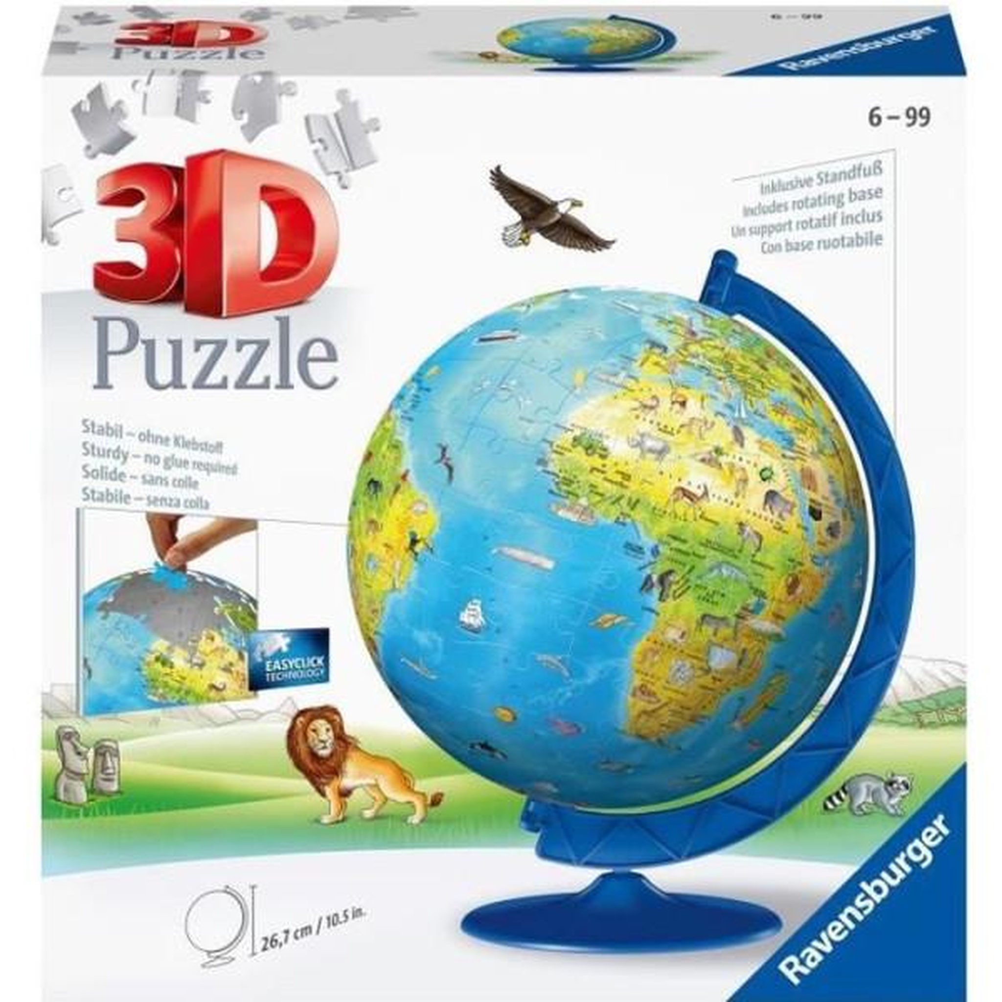 RAVENSBURGER Puzzle 3d globe terrestre 180 pieces - ravensburger - éducatif - sans colle - des 7 ans