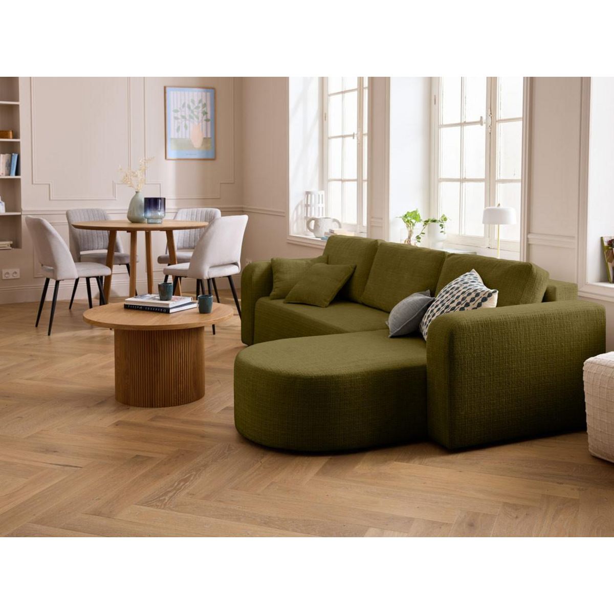 BEST MOBILIER Miro - canapé d'angle réversible - 4 places - convertible avec coffre - en velours texturé