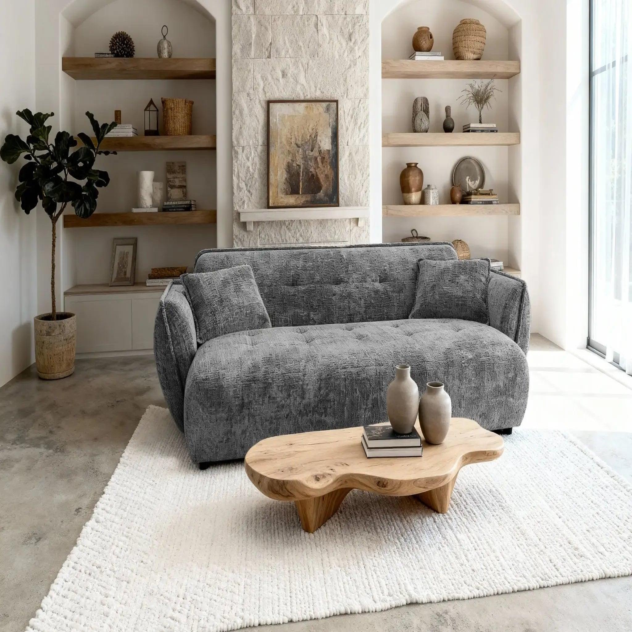 Voir la diapositive 6 : CASANOVA PARIS Mona - canapé droit tissu chenille 3 places