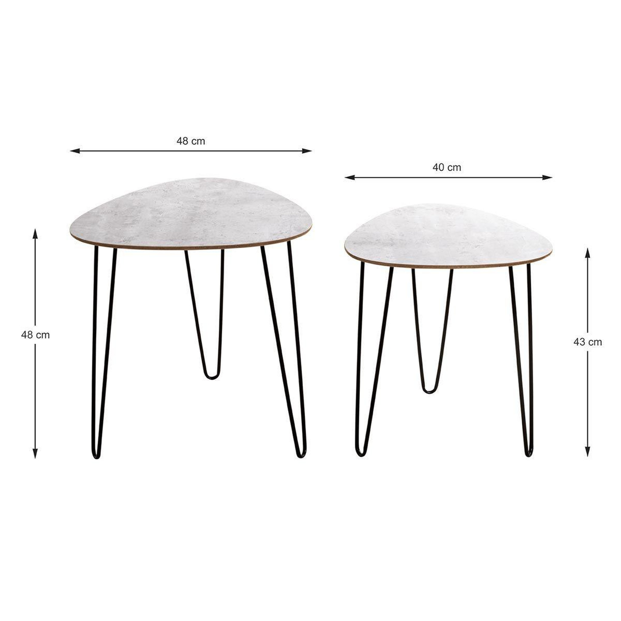 Voir la diapositive 5 : Paris Prix Lot de 2 tables d'appoint  lamy  48cm noir & béton
