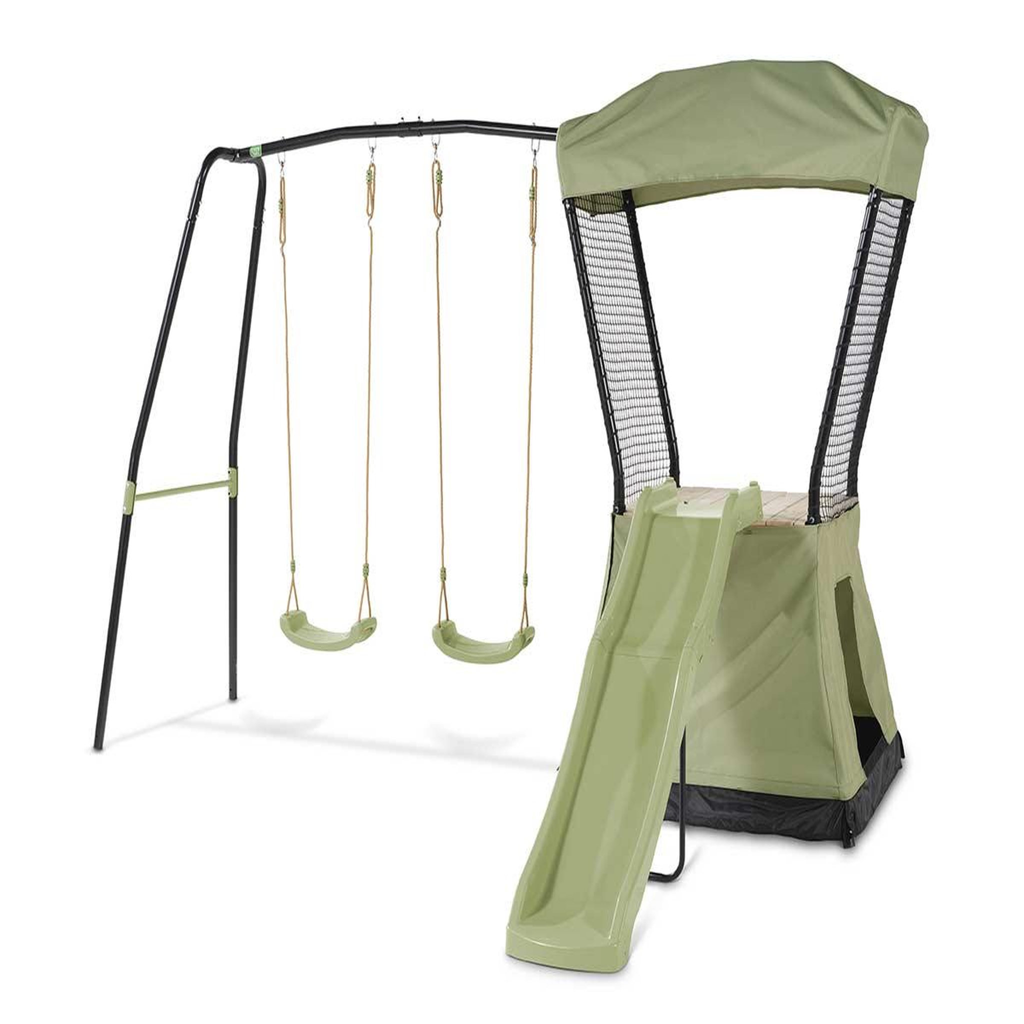 Voir la diapositive 2 : EXIT TOYS Aire de jeux ivy avec toboggan et double balançoire - exit toys