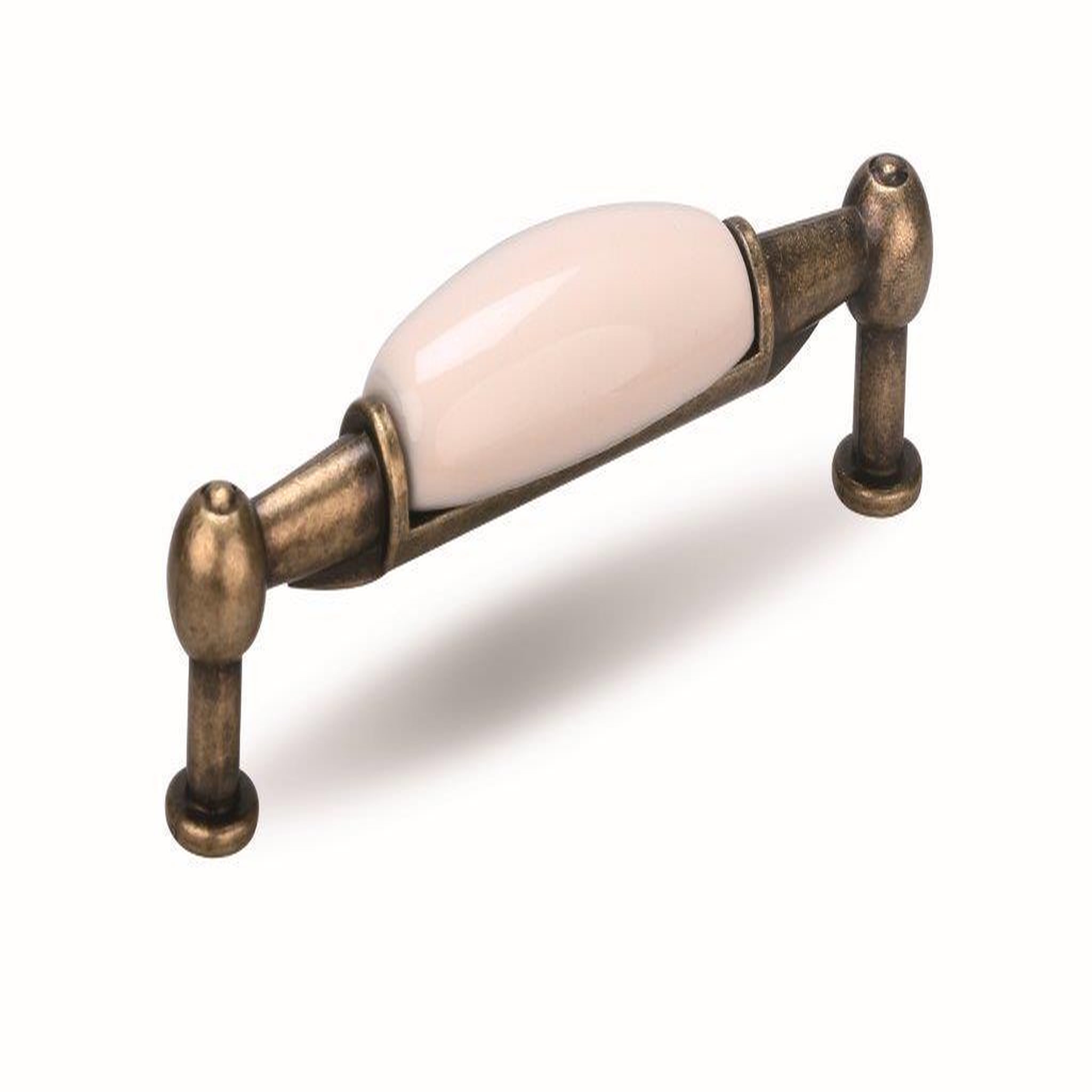 CENTRALE BRICO Poignée de meuble Sara 96 or étoilé/blanc porcelaine + vis