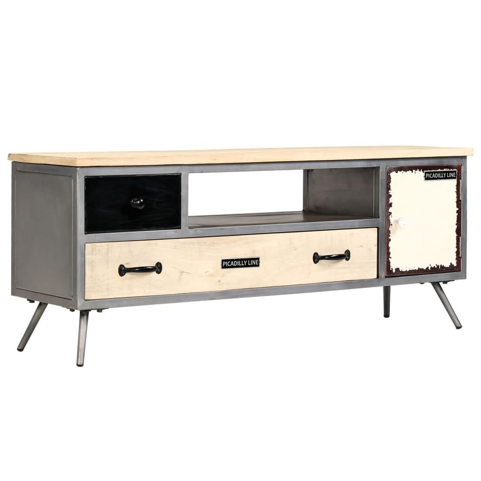 VIDAXL Meuble tv bois de manguier massif et acier 120x30x45 cm