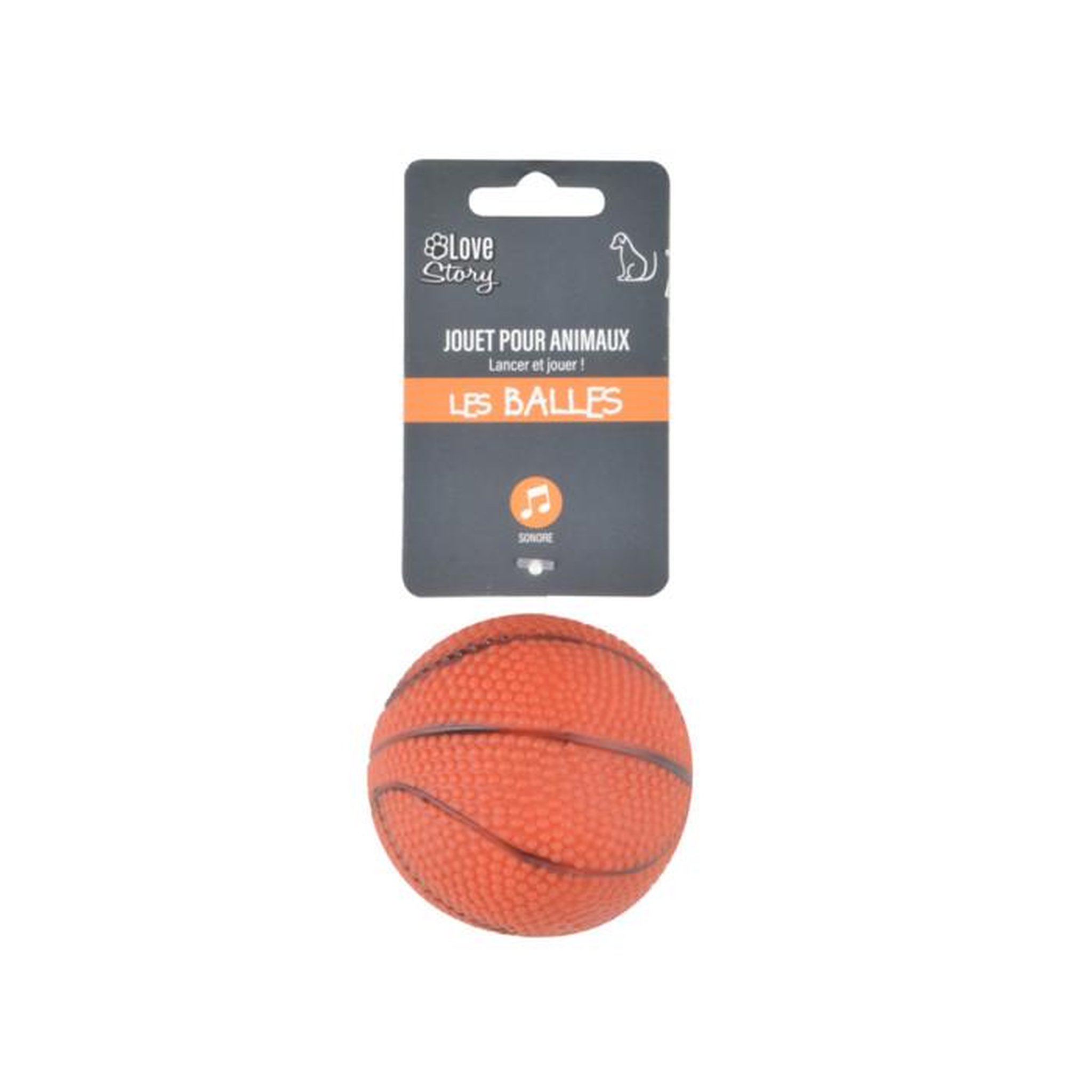 Voir la diapositive 2 : LOVE STORY Jouet pour chien  balle de basket  7cm rouge