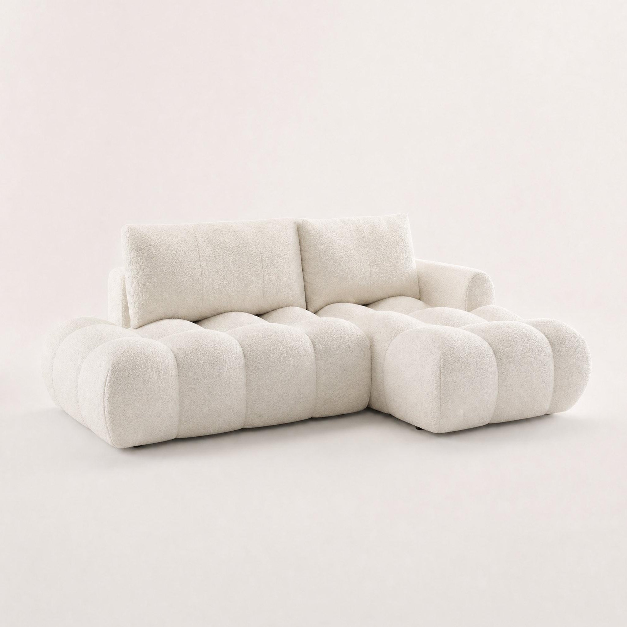Voir la diapositive 3 : BEST MOBILIER Yulin - canapé d'angle ouvert droit 4 places convertible avec coffre en tissu bouclette