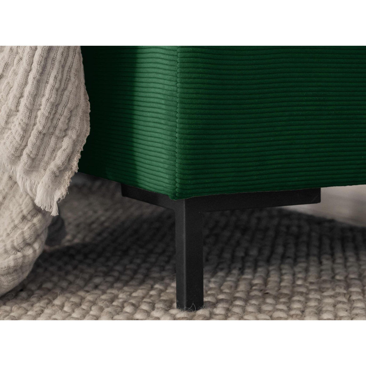 BEST MOBILIER Lilly - canapé panoramique d'angle droit - 7 places - convertible avec coffre - en velours côtelé