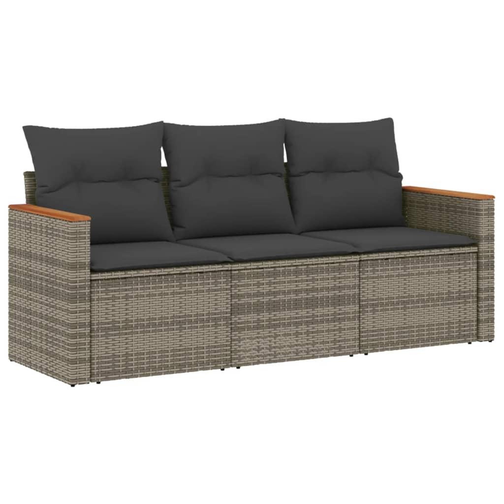 Voir la diapositive 2 : VIDAXL Salon de jardin avec coussins 3 pcs gris resine tressee