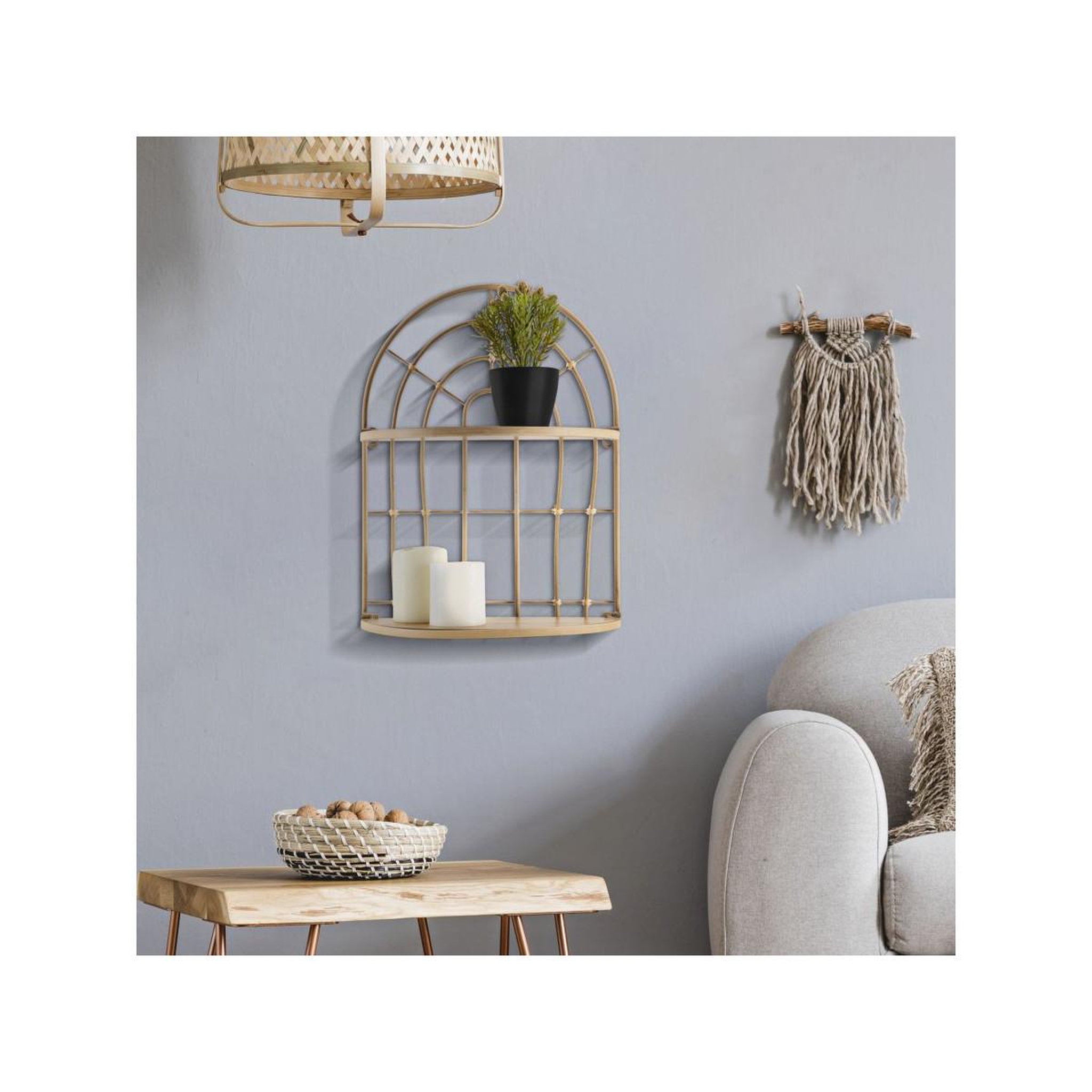 Voir la diapositive 6 : Paris Prix Étagère murale déco  arch  45cm naturel