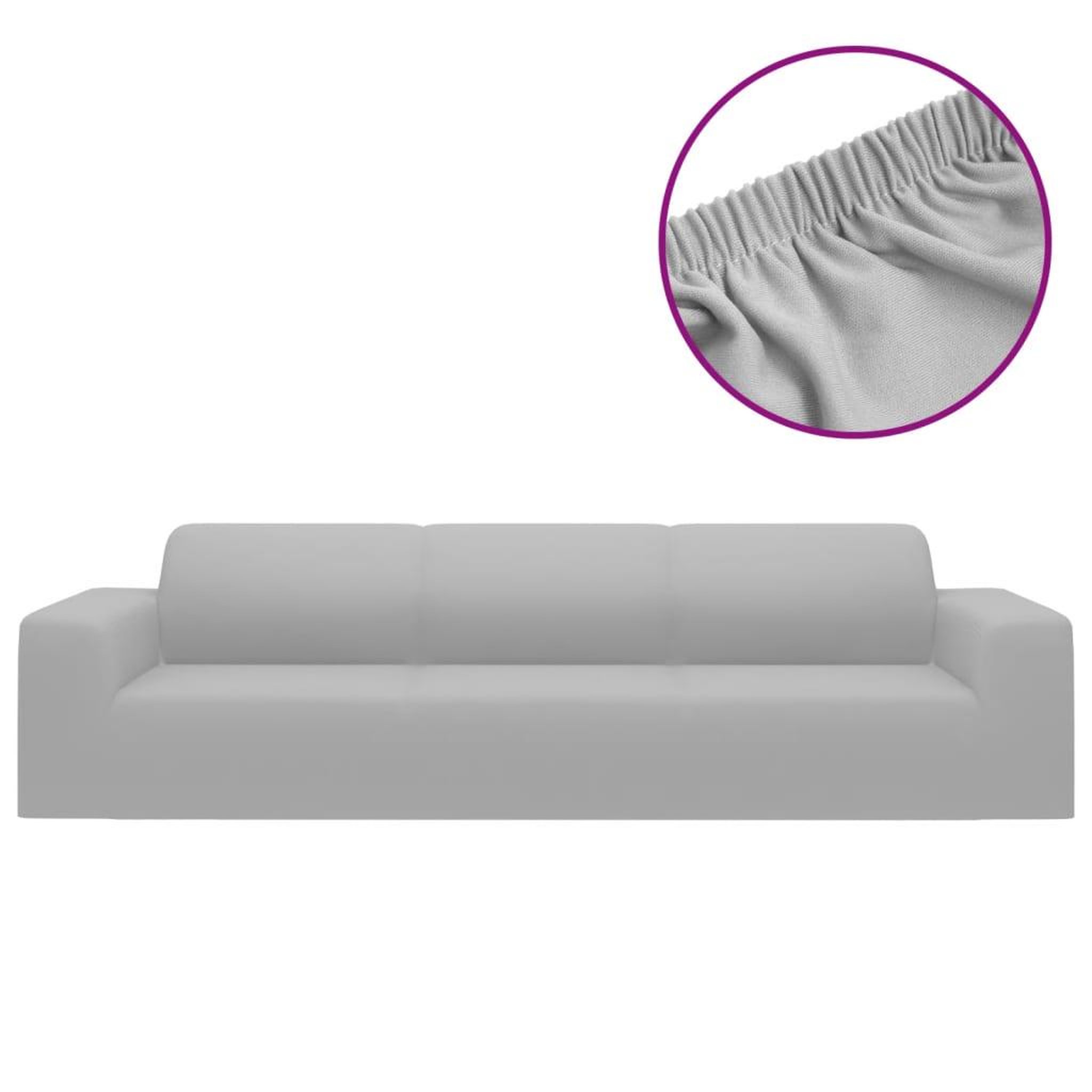 Voir la diapositive 2 : VIDAXL Housse extensible de canape 4 places Gris Jersey de polyester