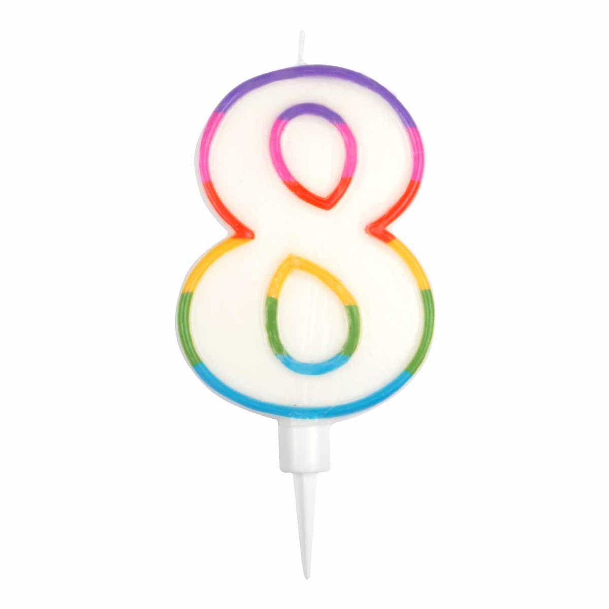 HOMEA Bougie d'Anniversaire  Chiffre 8  10cm Multicolore