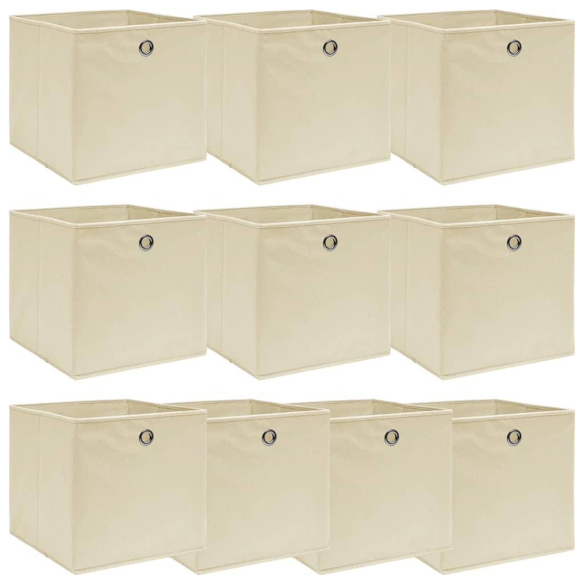Voir la diapositive 1 : VIDAXL Boîtes de rangement 10 pcs Creme 32x32x32 cm Tissu