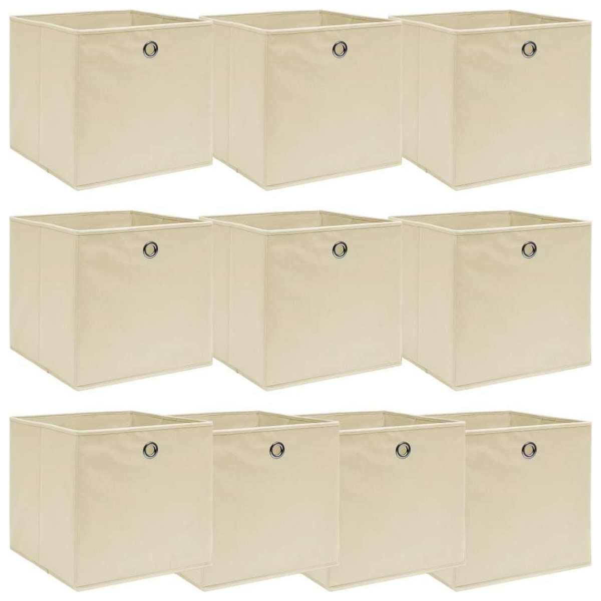 VIDAXL Boîtes de rangement 10 pcs Creme 32x32x32 cm Tissu