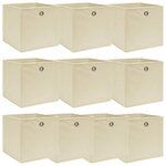 VIDAXL Boîtes de rangement 10 pcs Creme 32x32x32 cm Tissu