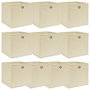 Voir la diapositive 1 : VIDAXL Boîtes de rangement 10 pcs Creme 32x32x32 cm Tissu