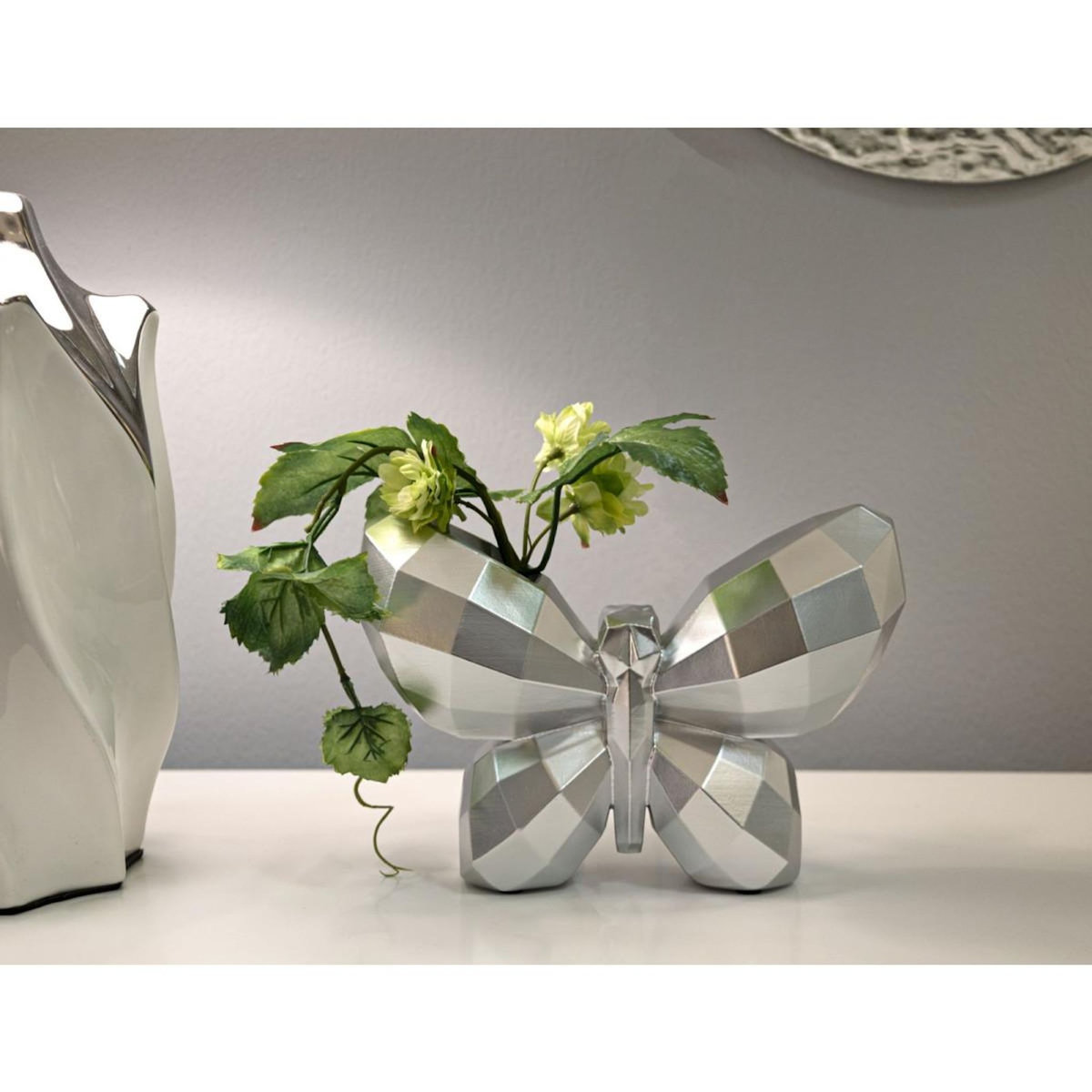 Paris Prix Vase Design en Résine  Butterfly  22cm Argent