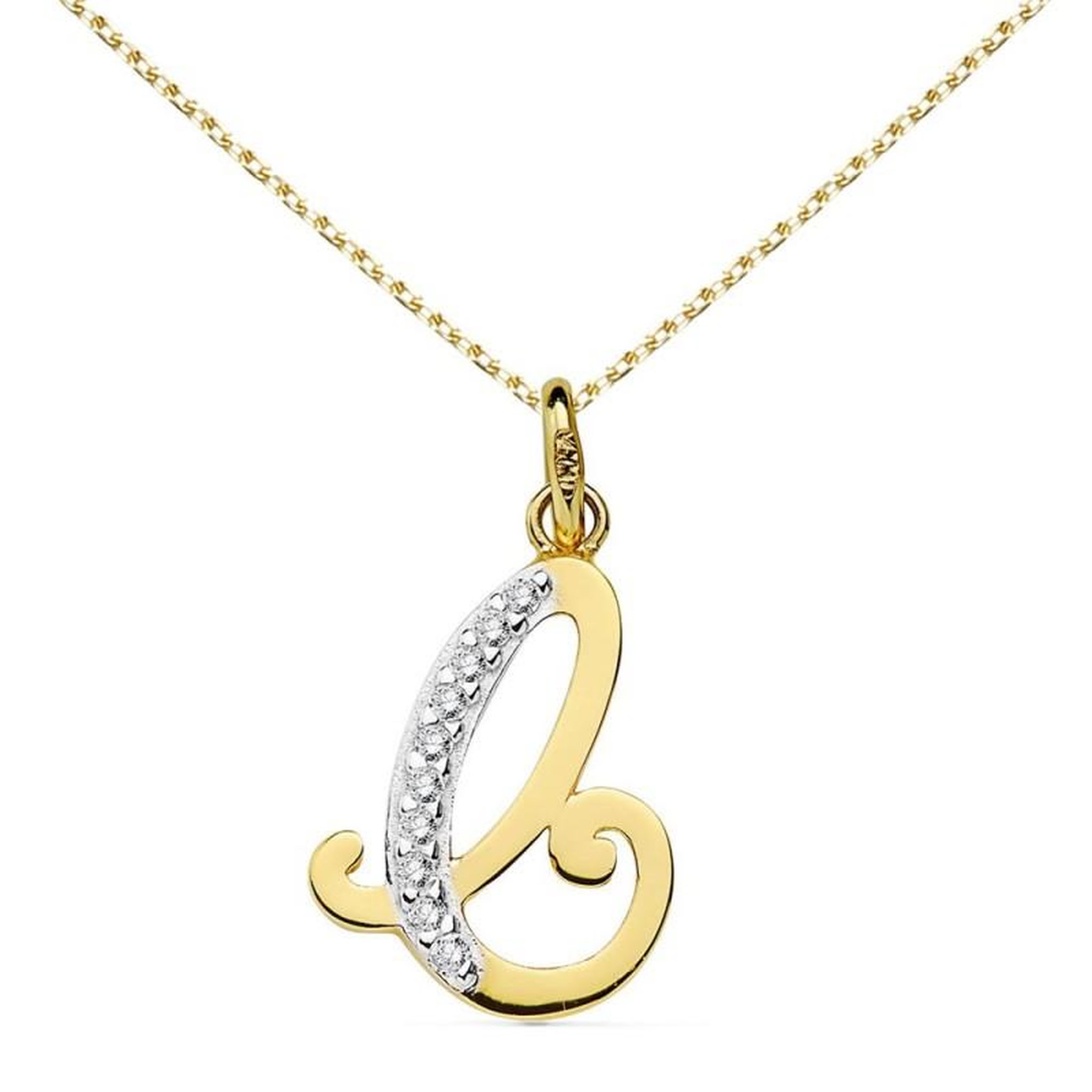 Voir la diapositive 1 : L'ATELIER D'AZUR Collier - Pendentif Initiale Lettre  C  - Chaine Dorée