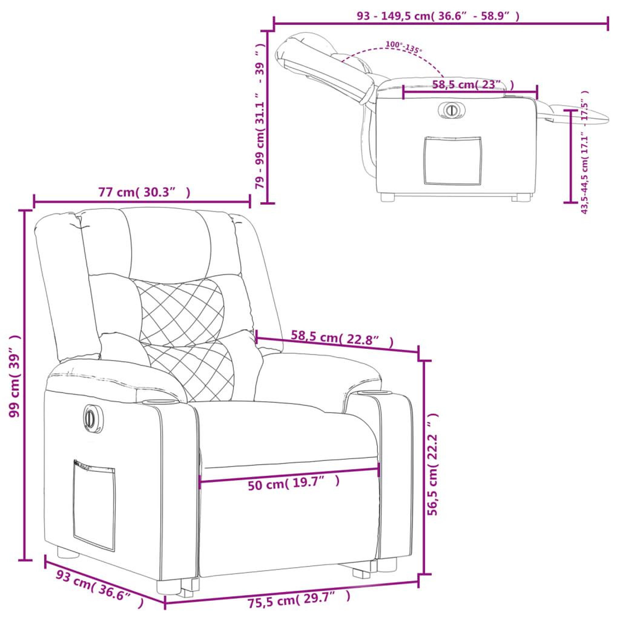 Voir la diapositive 6 : VIDAXL Fauteuil inclinable electrique noir tissu