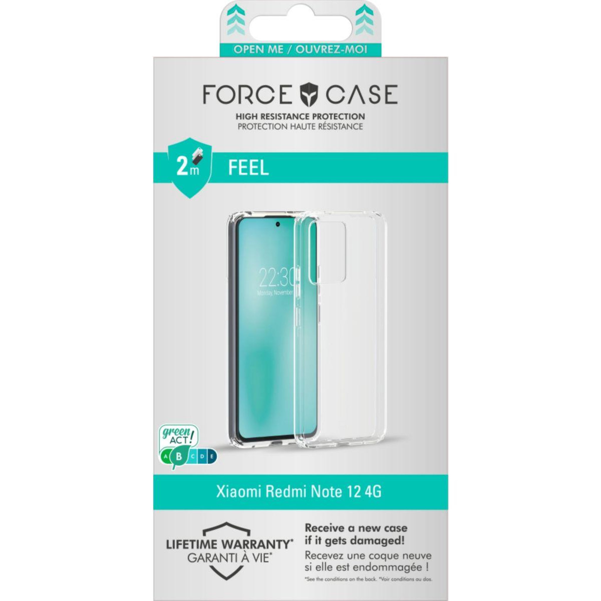 Voir la diapositive 2 : FORCE CASE Coque Xiaomi Redmi Note 12 4G transparent