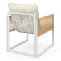 Voir la diapositive 5 : ID MARKET Salon de jardin bas RIO 8 places salon d'angle structure métal blanc et cordage effet rotin avec coussins beiges