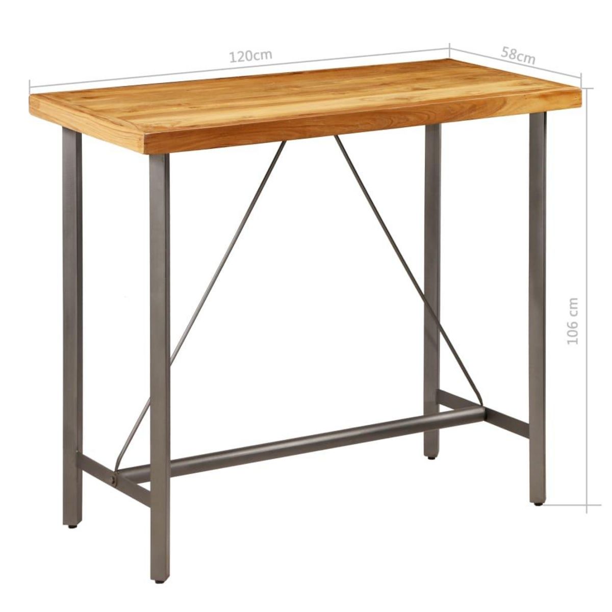 VIDAXL Table de bar Teck recycle massif 120x58x106 cm