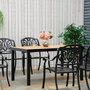 Voir la diapositive 2 : OUTSUNNY Table de jardin 6 personnes dim. 140 x 90 x 74 cm aluminium noir plastique effet bois naturel