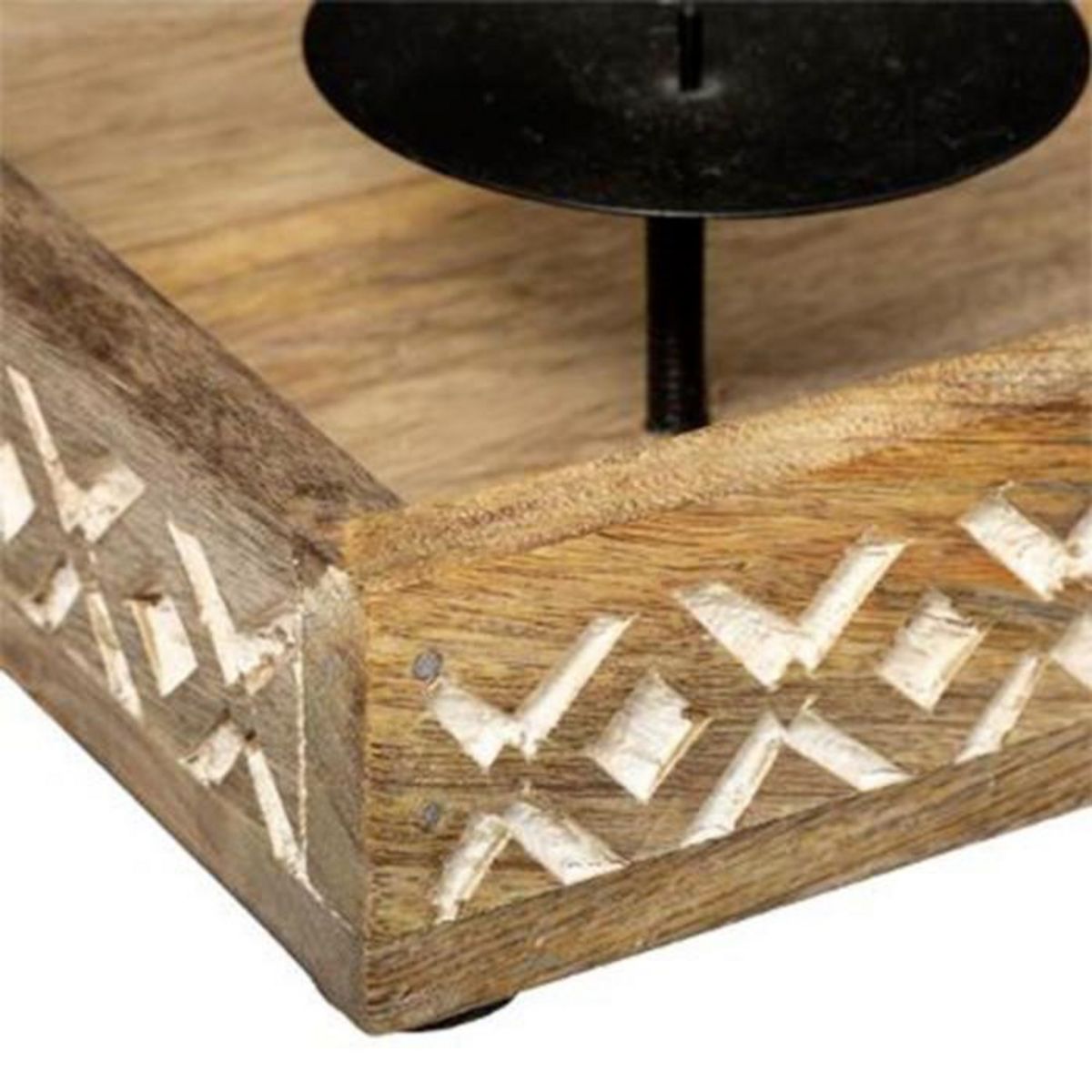 ATMOSPHERA Photophore en Bois  Hacienda  35cm Naturel