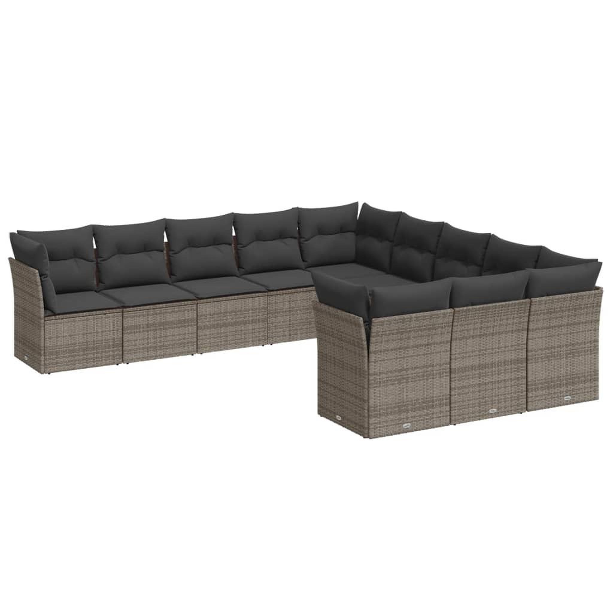 Voir la diapositive 2 : VIDAXL Salon de jardin 11 pcs avec coussins gris resine tressee