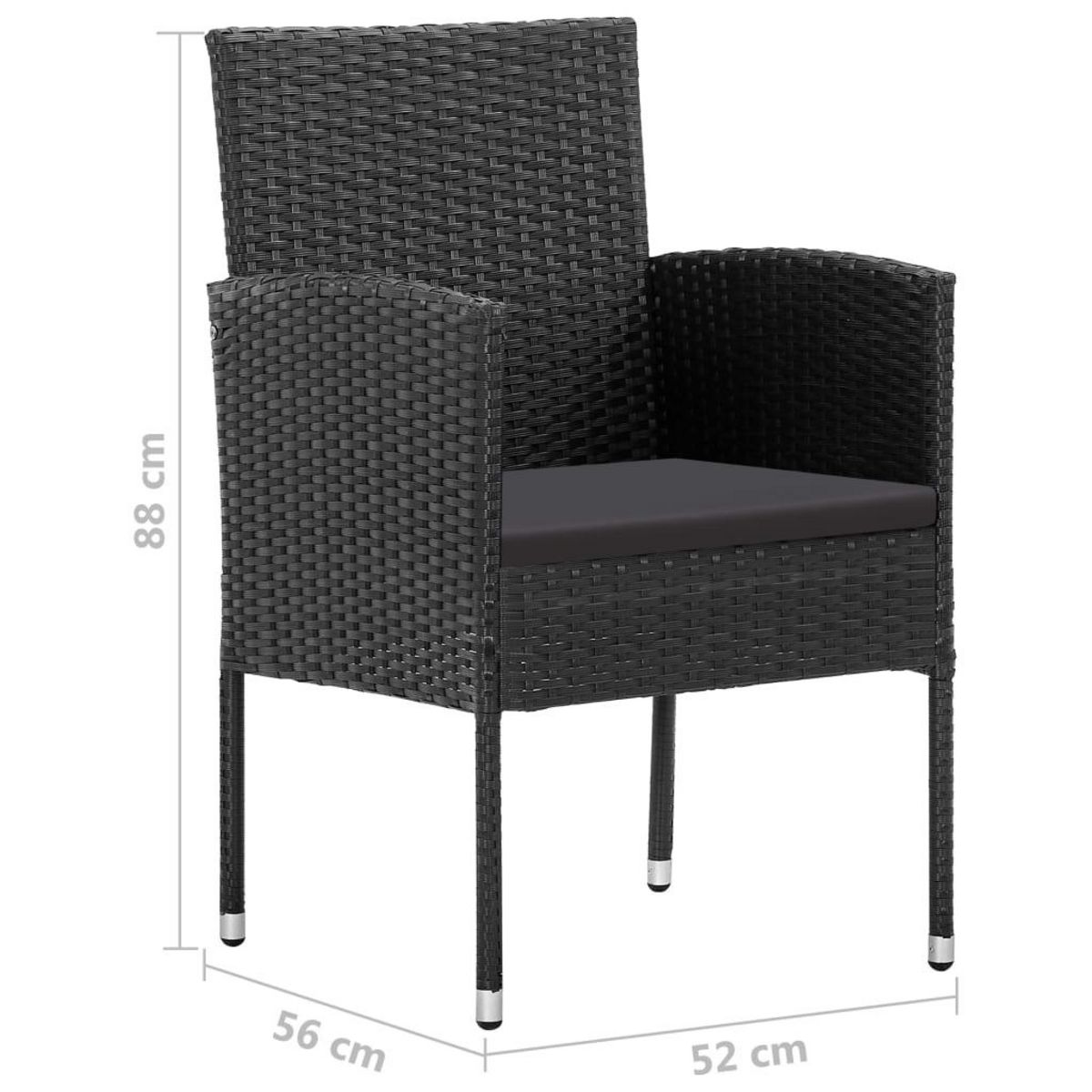 VIDAXL Ensemble a manger de jardin 3 pcs Noir
