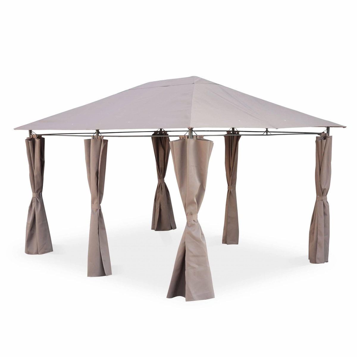 SWEEEK Tonnelle 3x4 m - Divio - Toile taupe - Pergola avec rideaux. tente de jardin. barnum. chapiteau. réception