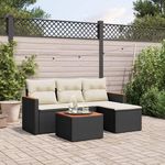 VIDAXL Salon de jardin 5 pcs avec coussins noir resine tressee