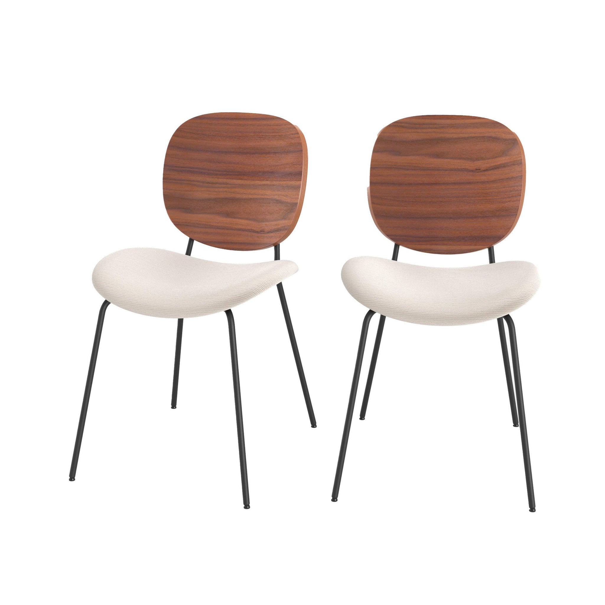 MAISON PAVANE Lot de 2 chaises en tissu beige chiné et bois-simone