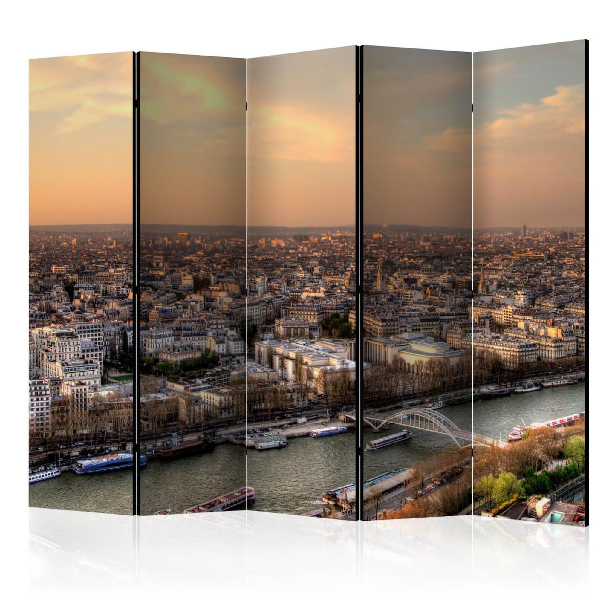 Paris Prix Paravent 5 volets  barges on the seine  172x225cm
