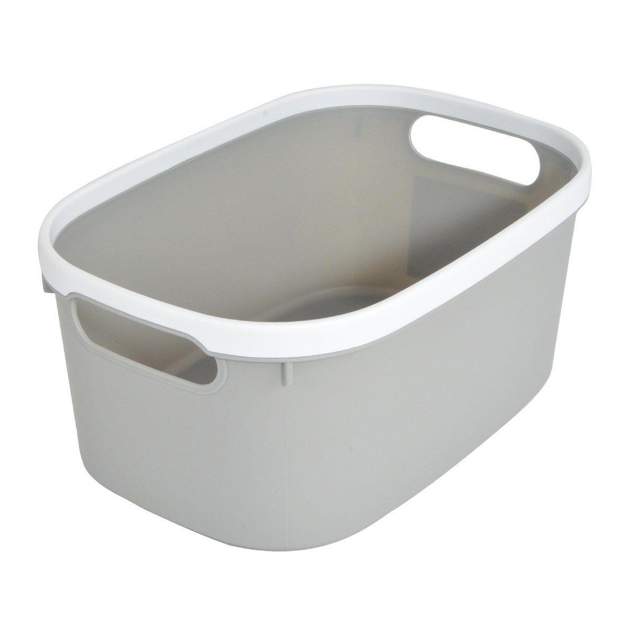 Voir la diapositive 1 : HOMEA Panière de rangement bicolore  poignées  30cm gris