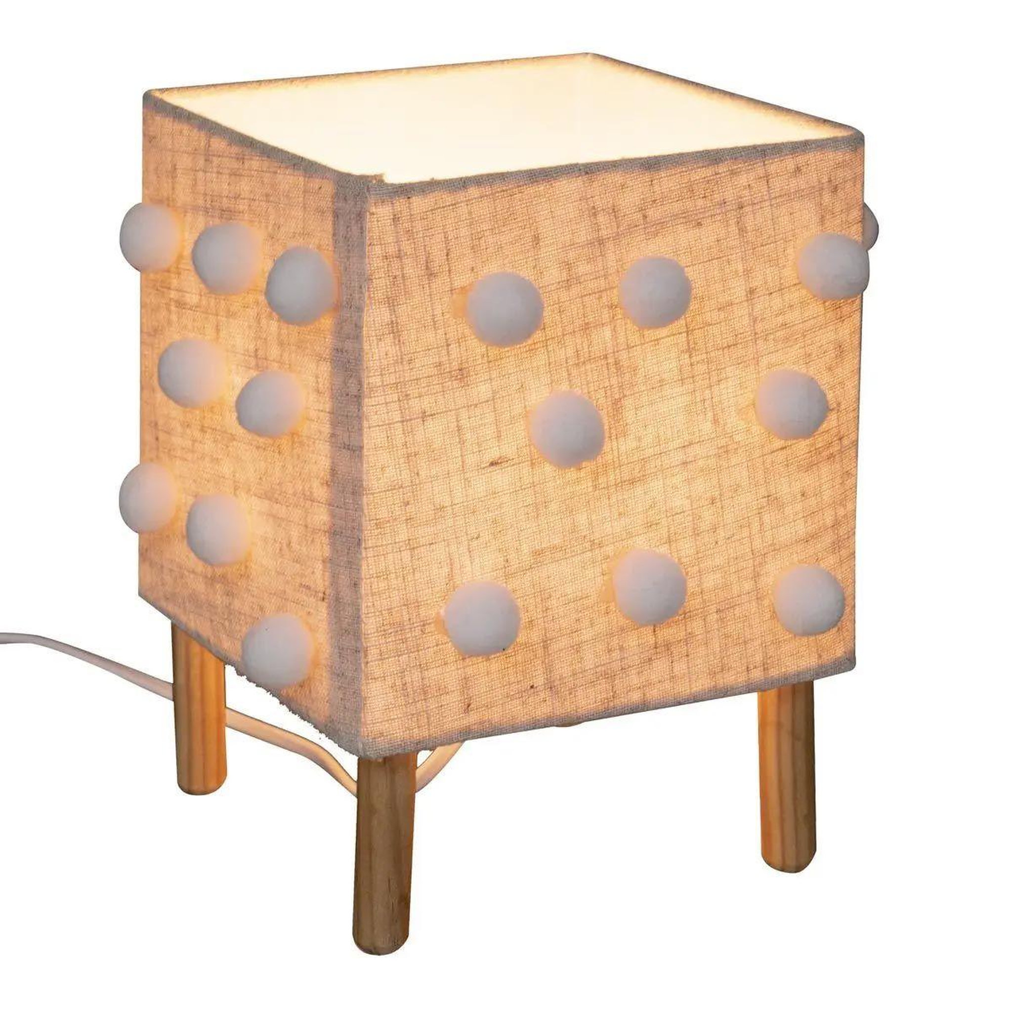 Voir la diapositive 2 : Atmosphera Kids Lampe à poser enfant  pompons  22cm beige lin