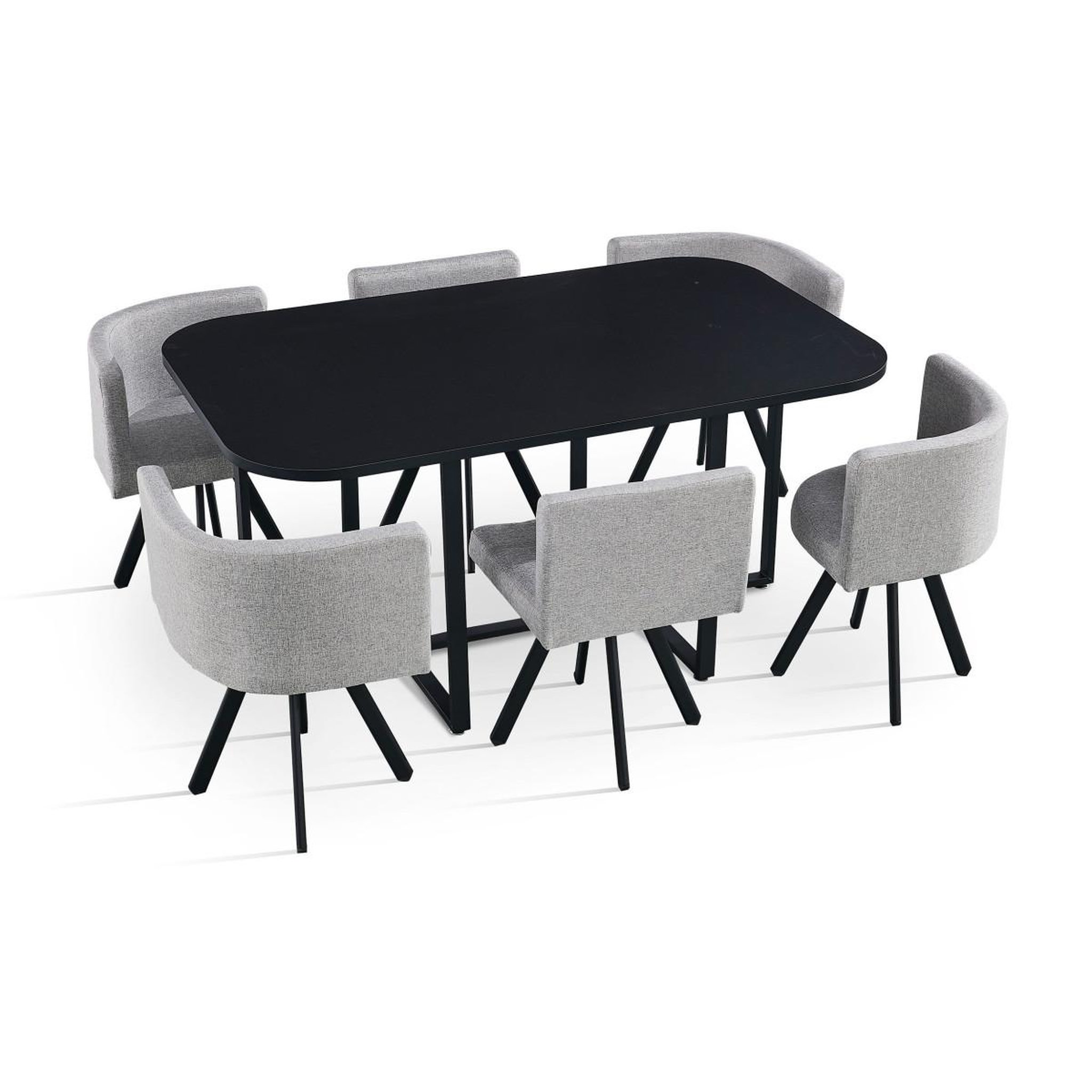 Voir la diapositive 2 : Paris Prix Ensemble Table & 6 Chaises  Oslo  150cm Noir & Gris