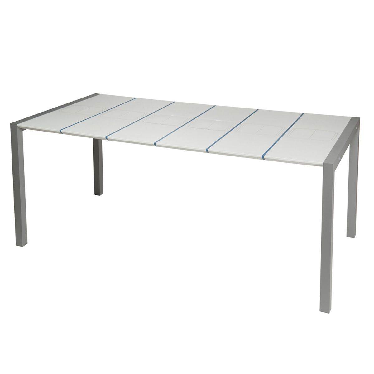 GROSFILLEX Table de jardin 190x100x74cm résine blanc bleu SUNDAY