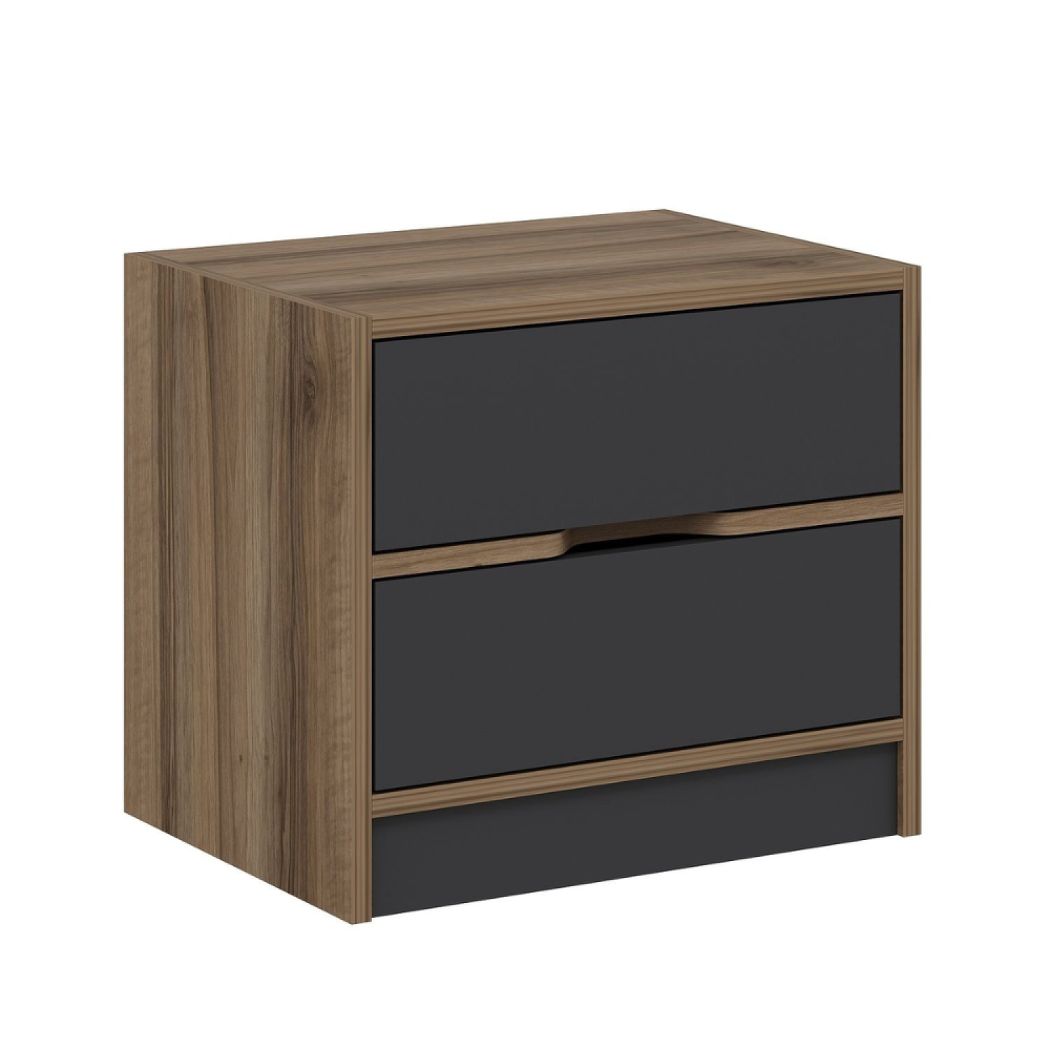 Voir la diapositive 3 : CONCEPT USINE Table de chevet bois et gris 2 tiroirs molde