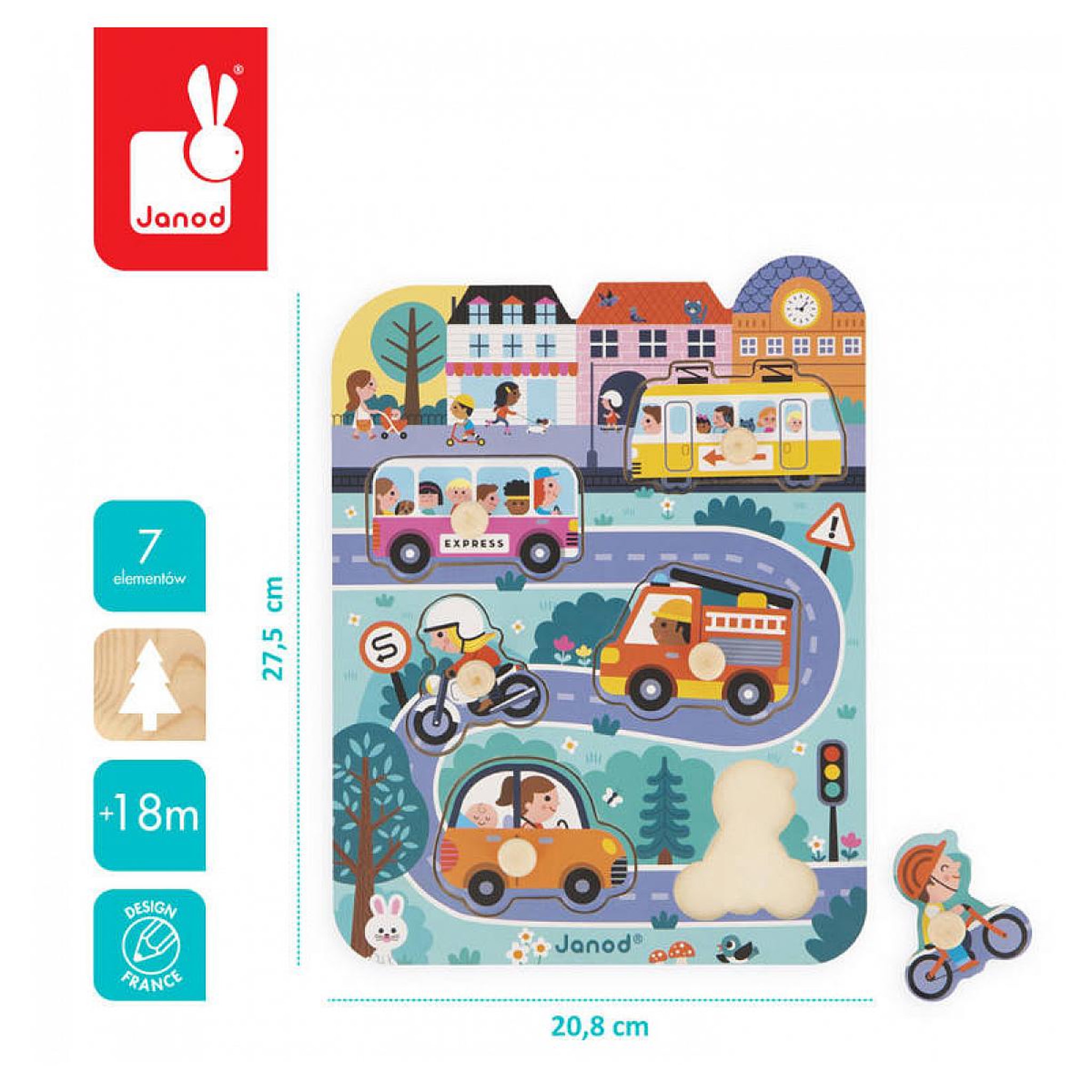 Voir la diapositive 2 : JANOD Puzzle en bois Dans la ville