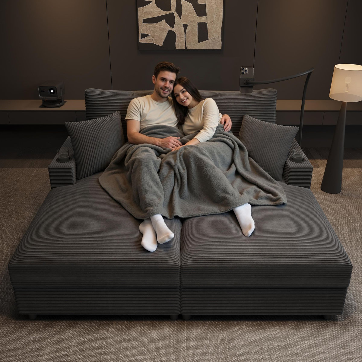 MERAX Canapé droit fixe 2 places tissu