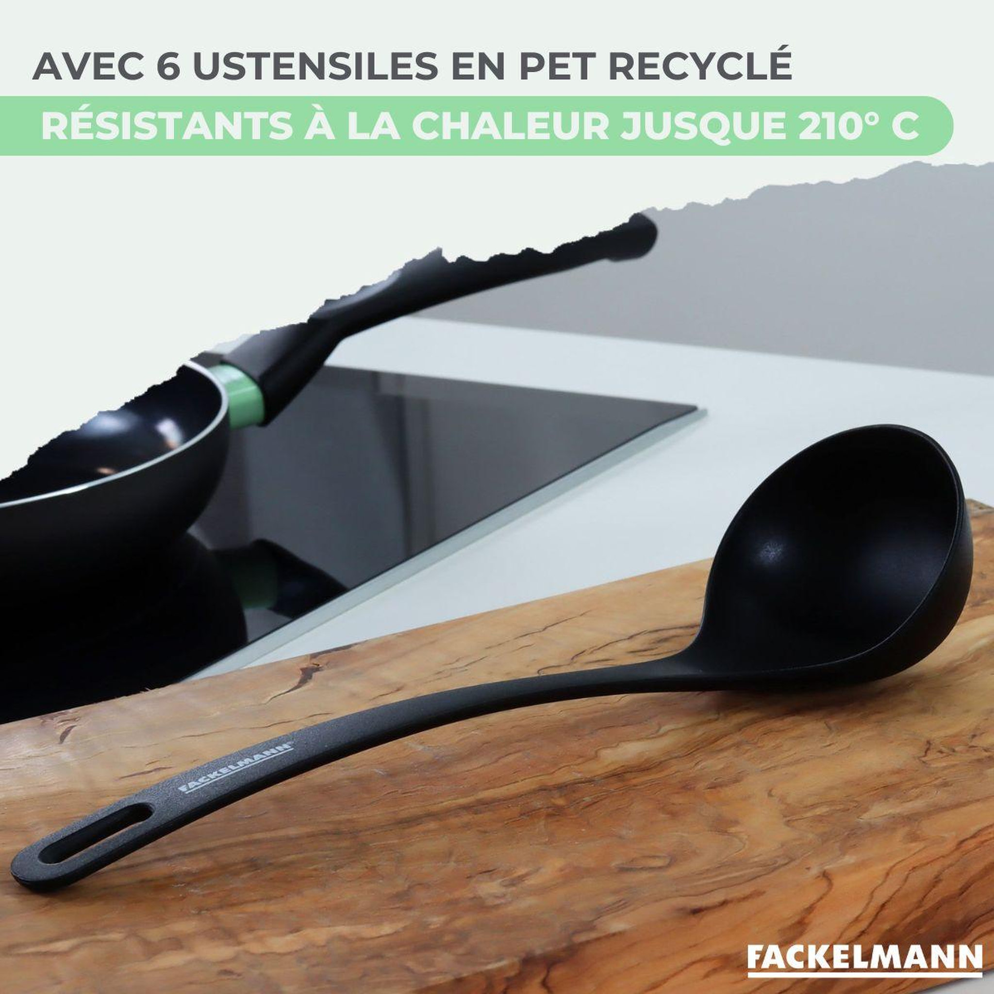Voir la diapositive 4 : Fackelmann Set poêle antiadhésive céramique 16 cm et 6 ustensiles fackelmann brandao
