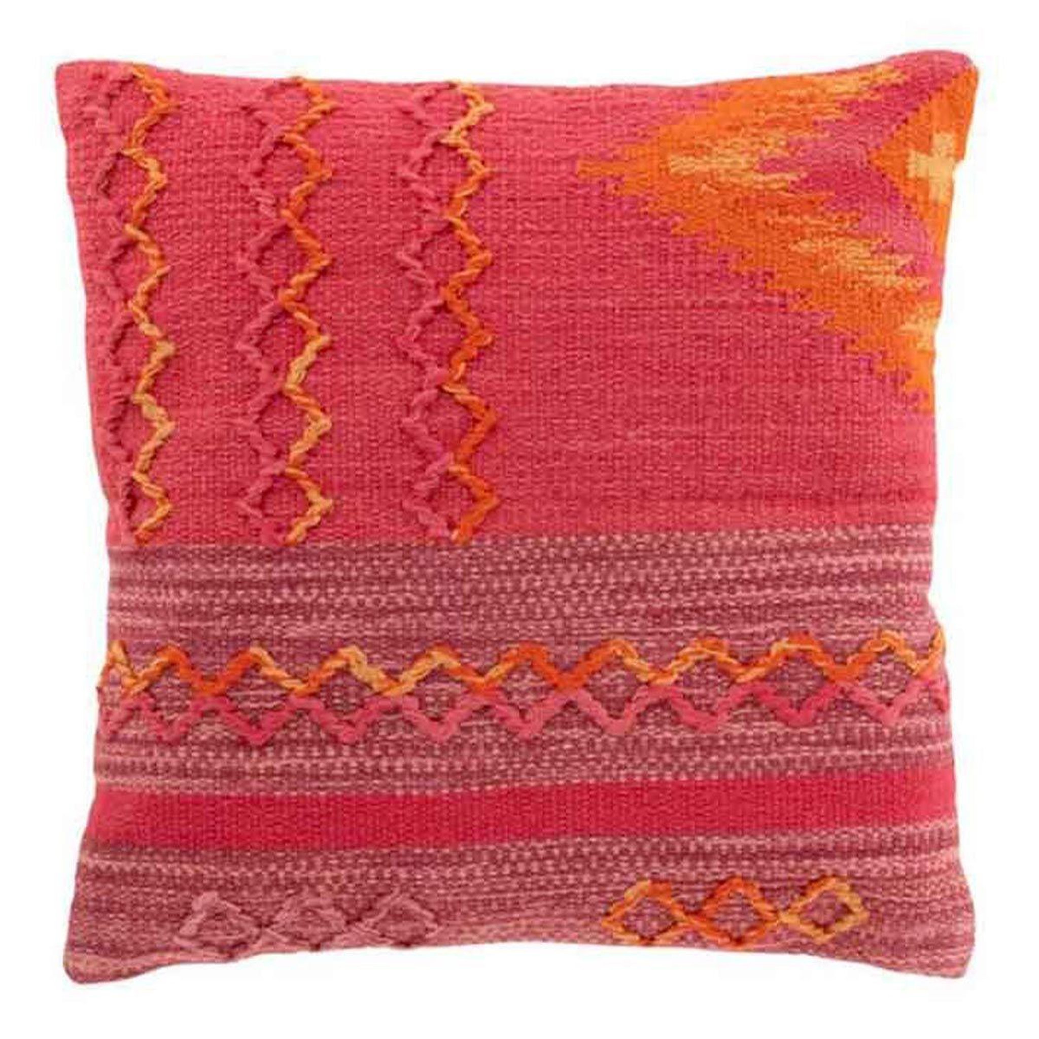 J-LINE Coussin déco  joyeux ethnic  45x45cm rose & violet