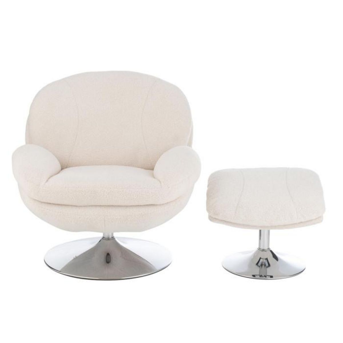 Paris Prix Fauteuil Relax & Repose-Pieds  Frosted  88cm Crème