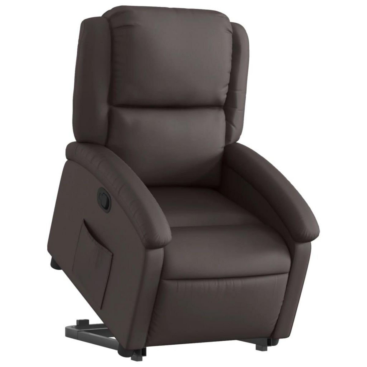 VIDAXL Fauteuil inclinable marron fonce cuir veritable