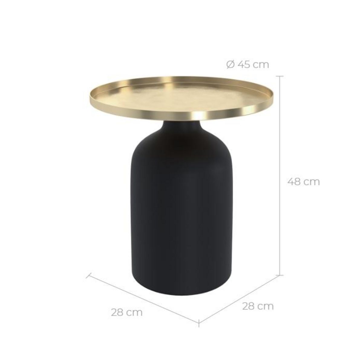 Rendez vous déco Table d'appoint ronde en métal bleu et laiton D45 cm - Lyne