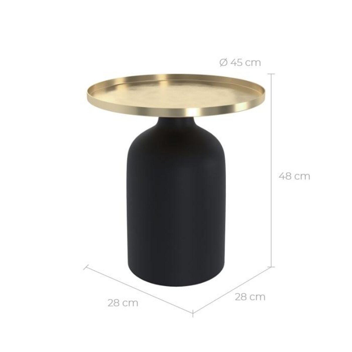 Rendez vous déco Table d'appoint ronde en métal bleu et laiton D45 cm - Lyne