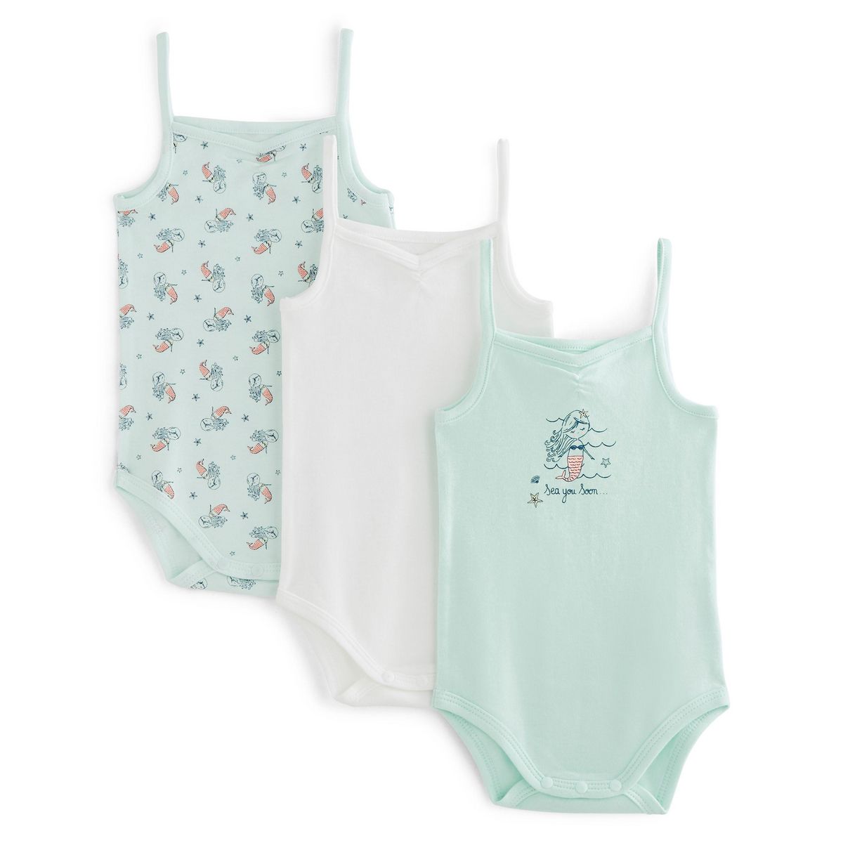 IN EXTENSO Lot de 3 bodies sans manches bébé fille