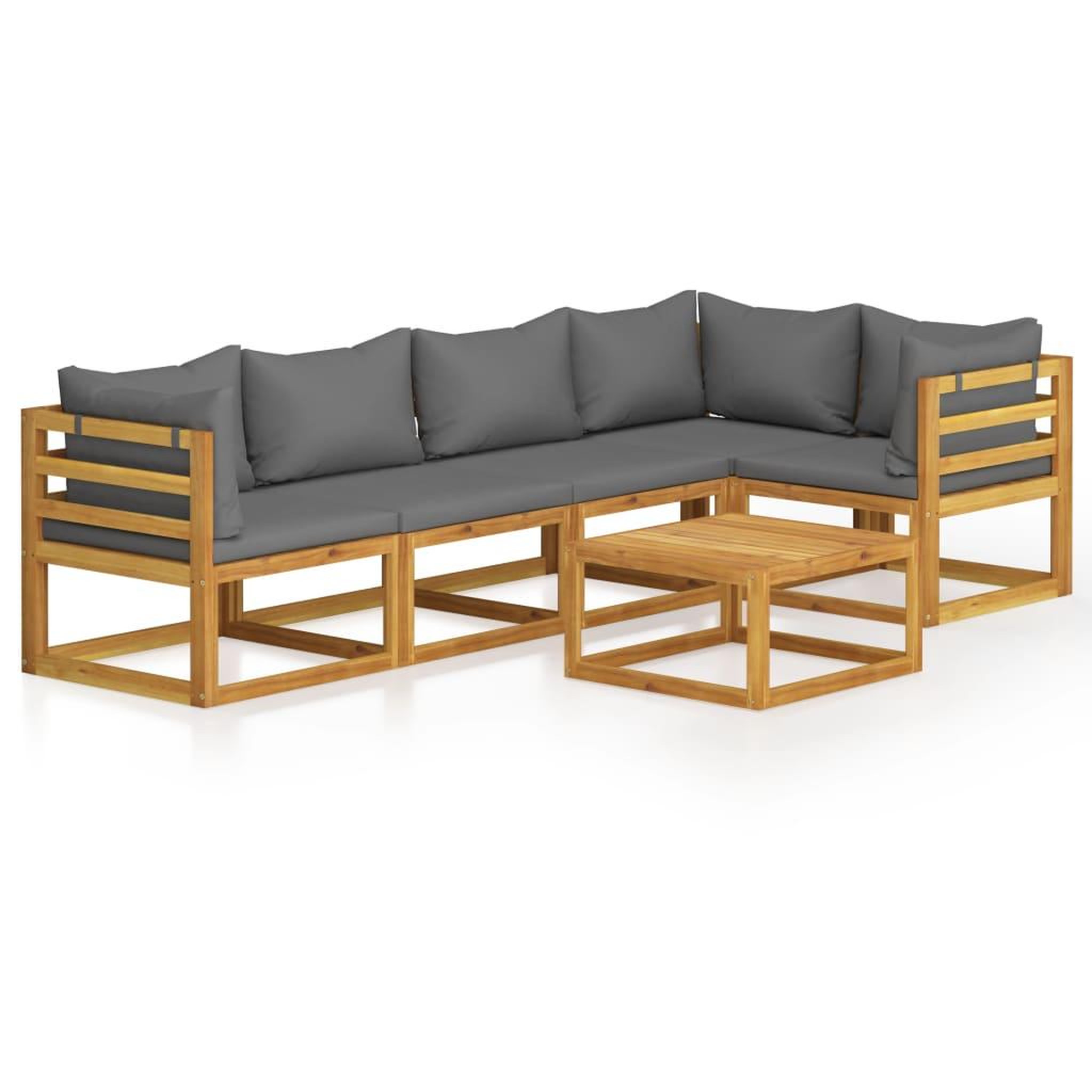 Voir la diapositive 2 : VIDAXL Salon de jardin 6 pcs avec coussins Bois d'acacia solide