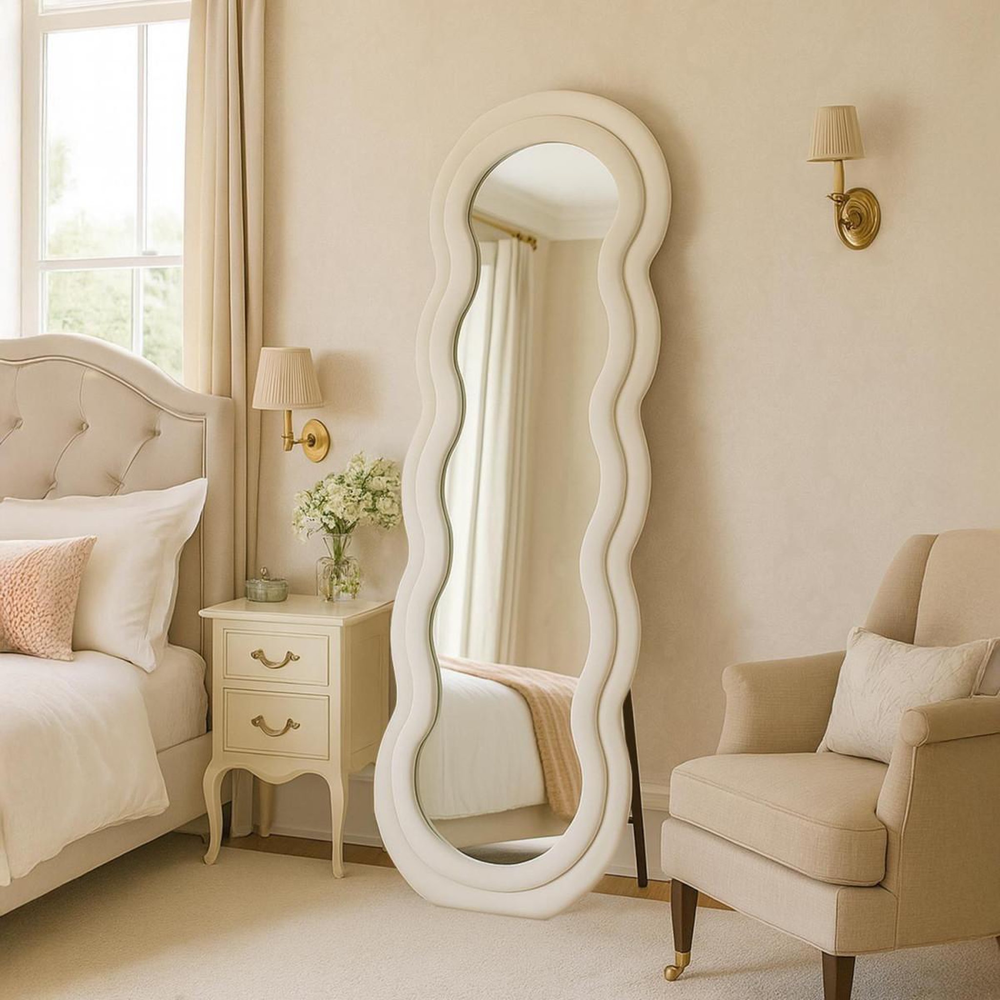Voir la diapositive 5 : Paris Prix Miroir design sur pied  andy  170cm crème