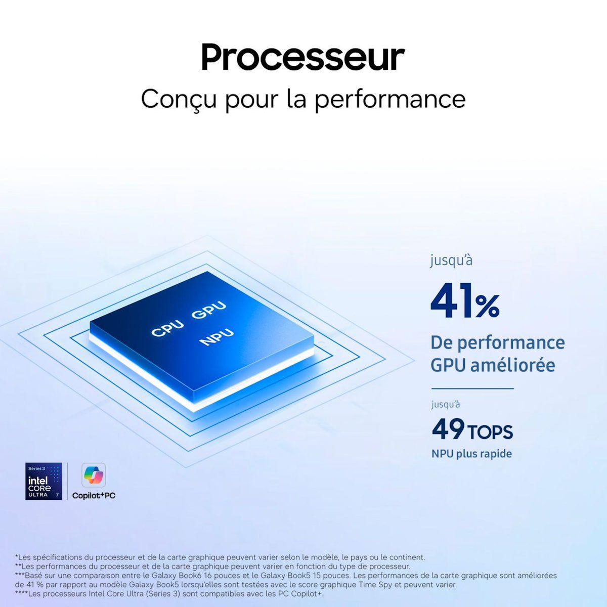 Samsung Ordinateur portable Galaxy Book6 AI 16  - Intel Core Ultra 7 - 16 Go RAM - SSD 512 Go - Copilot+
